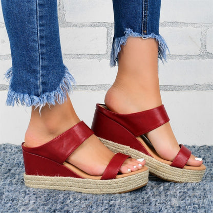 Wedge Heel Slippers Casual Sandals Comfortable High Wedge Heel Shoes