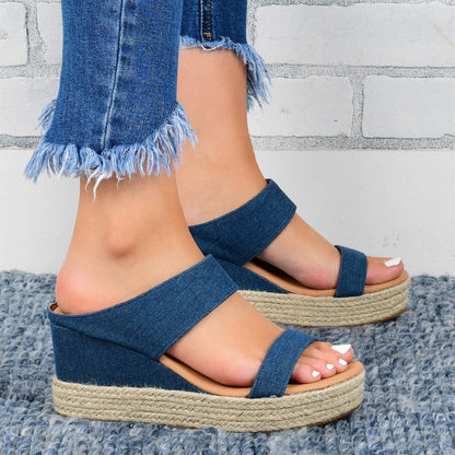 Wedge Heel Slippers Casual Sandals Comfortable High Wedge Heel Shoes