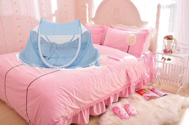 4pcs/Set Baby Mosquito Net Baby Crib Portable Foldable Baby Bed