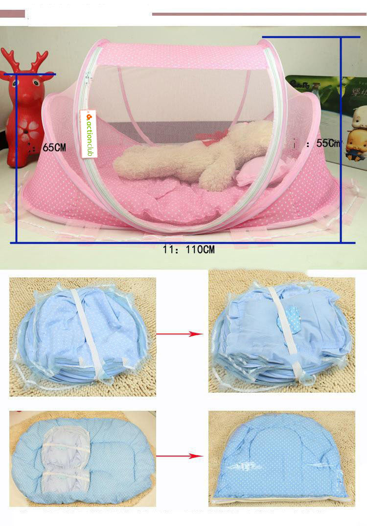 4pcs/Set Baby Mosquito Net Baby Crib Portable Foldable Baby Bed