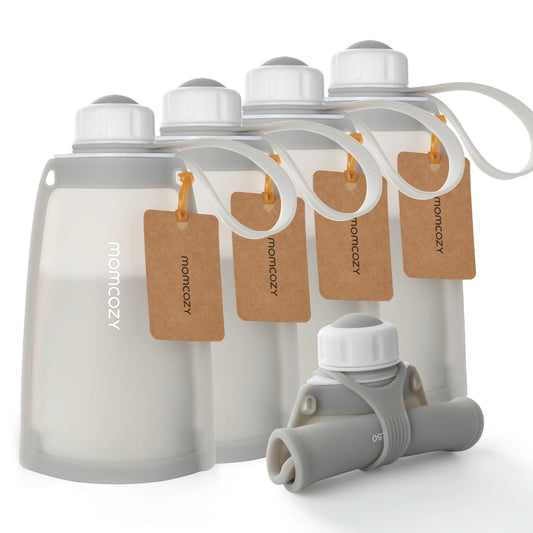 No Leak  Silicone Breastmilk Storage Bags, Reusable Breastmilk Bags, 8.5Oz/250Ml 5Pcs