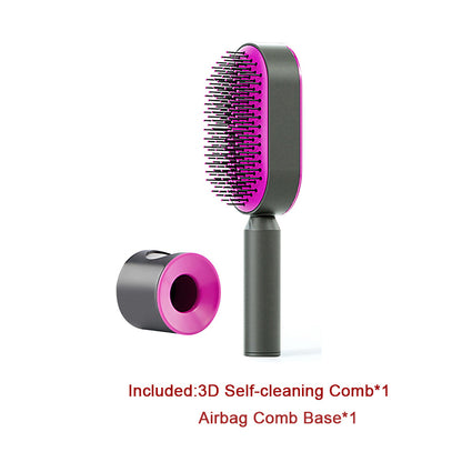 Hight Quality Best Selling Self Cleaning Hair Brush For Women One-key Cleaning Hair Loss Airbag Massage Scalp Comb Anti-Static Hairbrush