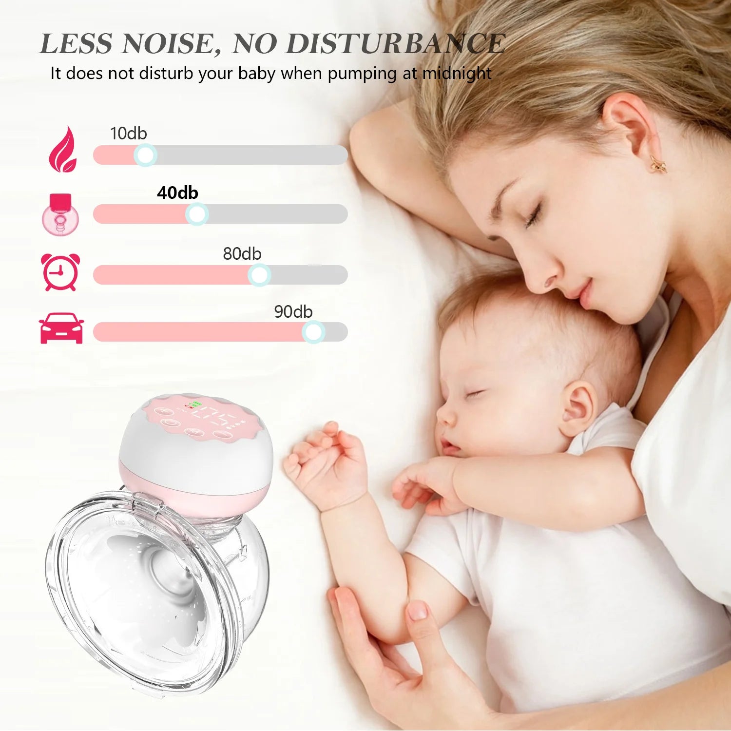 Breast Pump, Double Wearable Electric Hands-Free Breast Pump with 4 Modes, 12 Levels, Pink