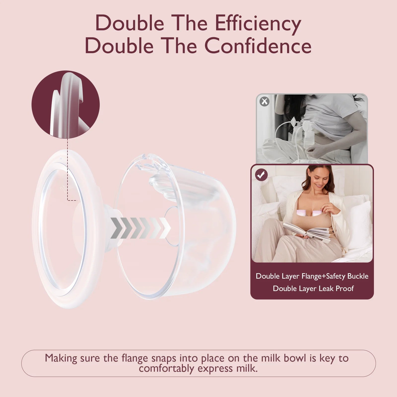 S12 Pinky Pro Electric Hands Free Breast Pump Wearable, 24Mm 2 Pack Pink