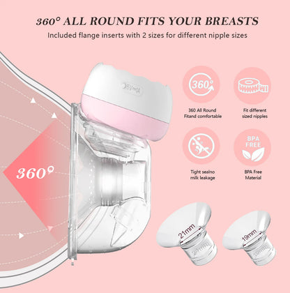 Breast Pump, Double Wearable Electric Hands-Free Breast Pump with 4 Modes, 12 Levels, Pink