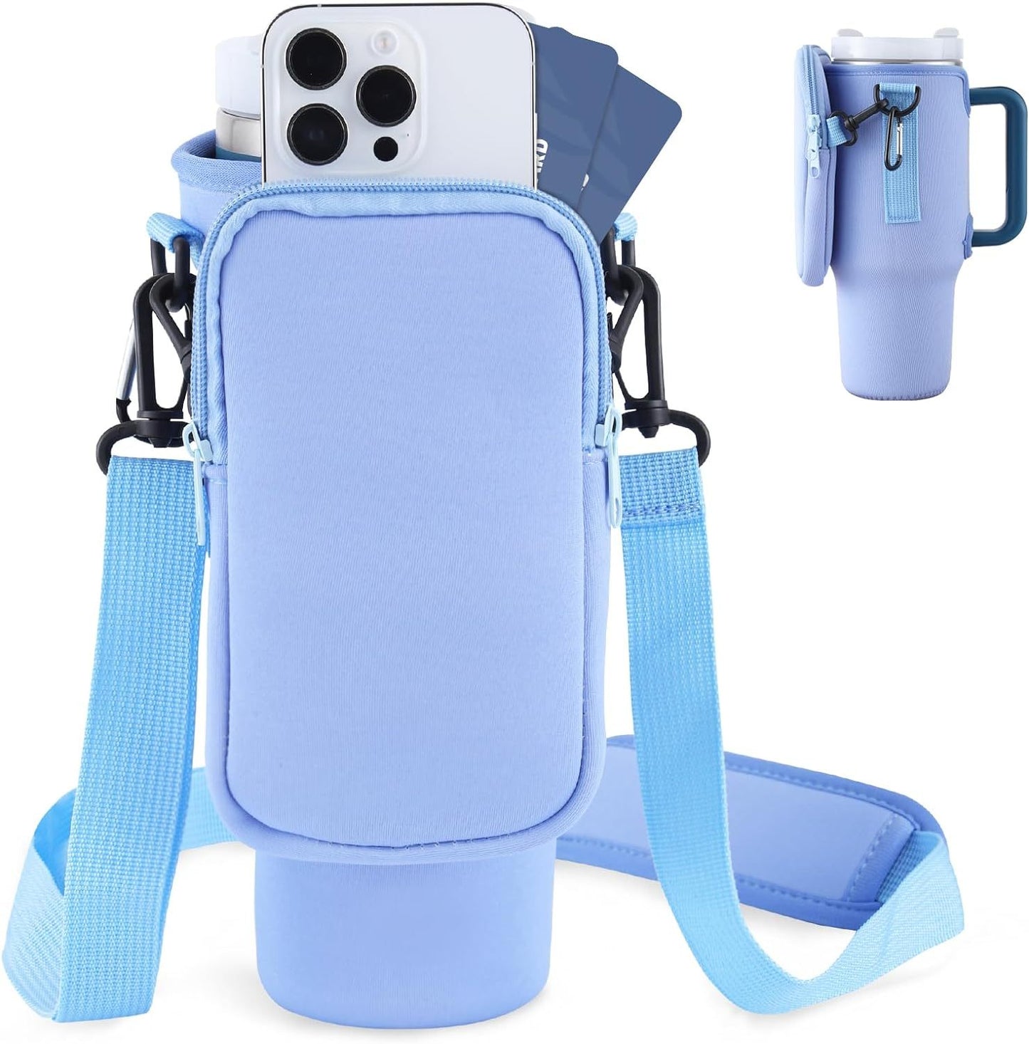 Best Selling Water Bottle Carrier Bag, Compatible With 40oz Tumbler With Handle, Modern Water Bottle Holder With Simple Adjustable Strap For Outdoor Walking Hiking Travelling Sports