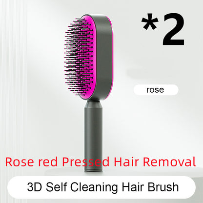 Hight Quality Best Selling Self Cleaning Hair Brush For Women One-key Cleaning Hair Loss Airbag Massage Scalp Comb Anti-Static Hairbrush