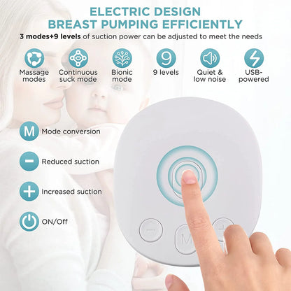 Double Electric Breast Pumps, Portable Dual Breastfeeding Milk Pumps Pain-Free Strong Suction Power for Millk Collect and Breast Massage, 3 Modes 9 Levels