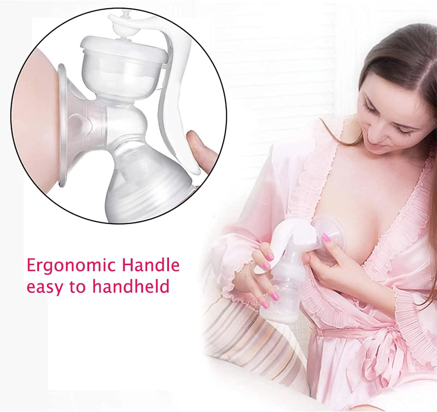 Manual Breast Pump, Portable Manual Postpartum Breastfeeding for Baby Feeding, White