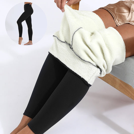 Super Soft Lamb Cashmere Leggings Warm Thick High Stretch Fitness Woman Pants