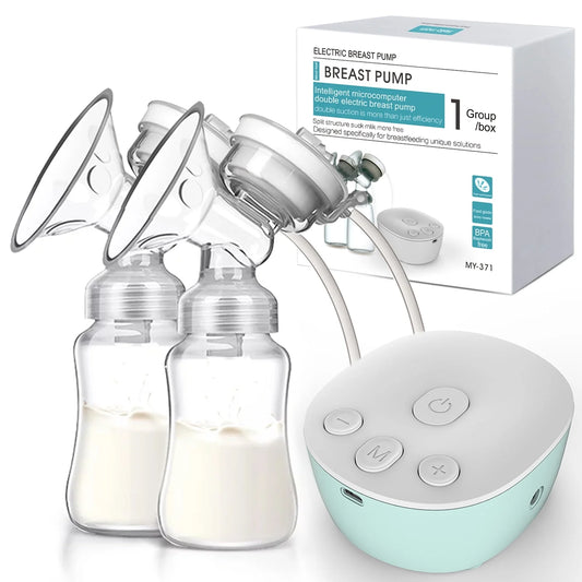 Double Electric Breast Pumps, Portable Dual Breastfeeding Milk Pumps Pain-Free Strong Suction Power for Millk Collect and Breast Massage, 3 Modes 9 Levels