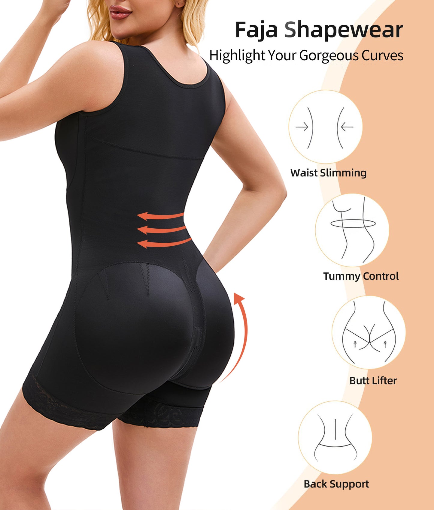 High Quality Best Selling Shapewear, Tummy Control Post Surgery, Postpartum Full Body Shaper Butt Lifter With Zipper Crotch