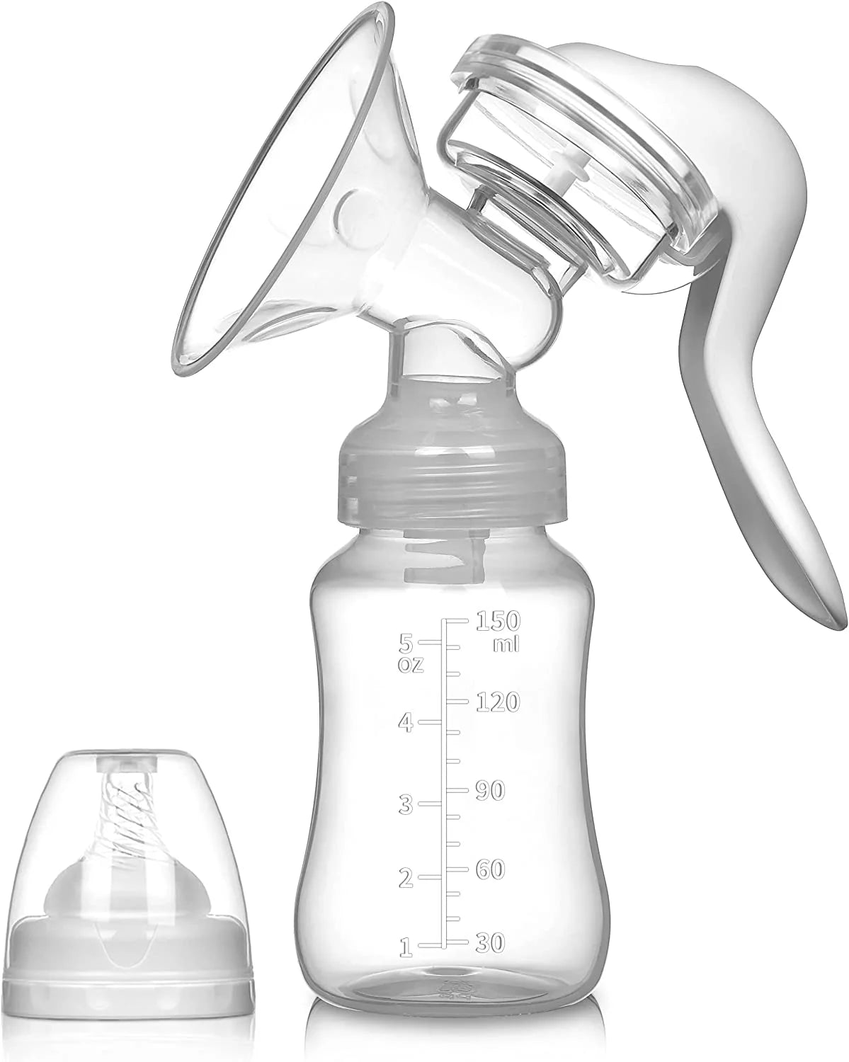 Manual Breast Pump, Portable Manual Postpartum Breastfeeding for Baby Feeding, White