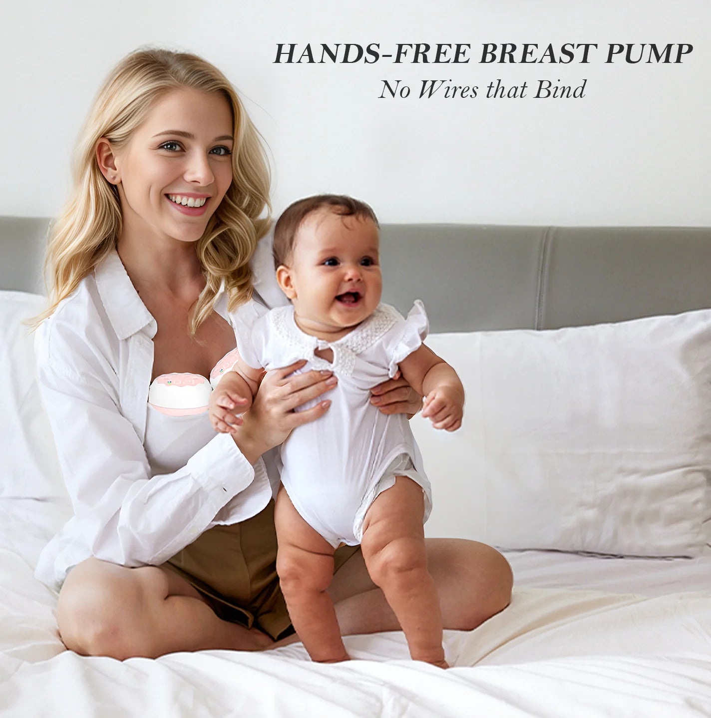 Breast Pump, Double Wearable Electric Hands-Free Breast Pump with 4 Modes, 12 Levels, Pink