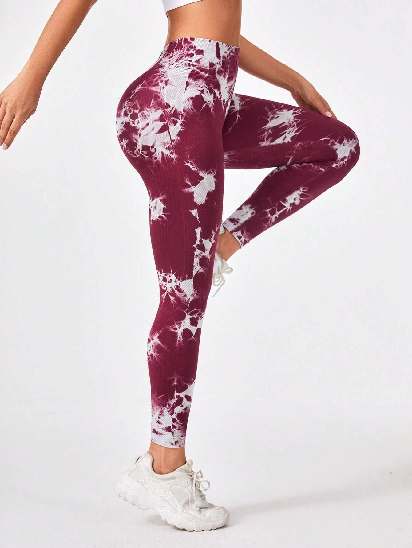 High Quality (3 Pack) Tie Dye Workout Seamless Leggings, High Waist Gym Leggings Yoga Pants