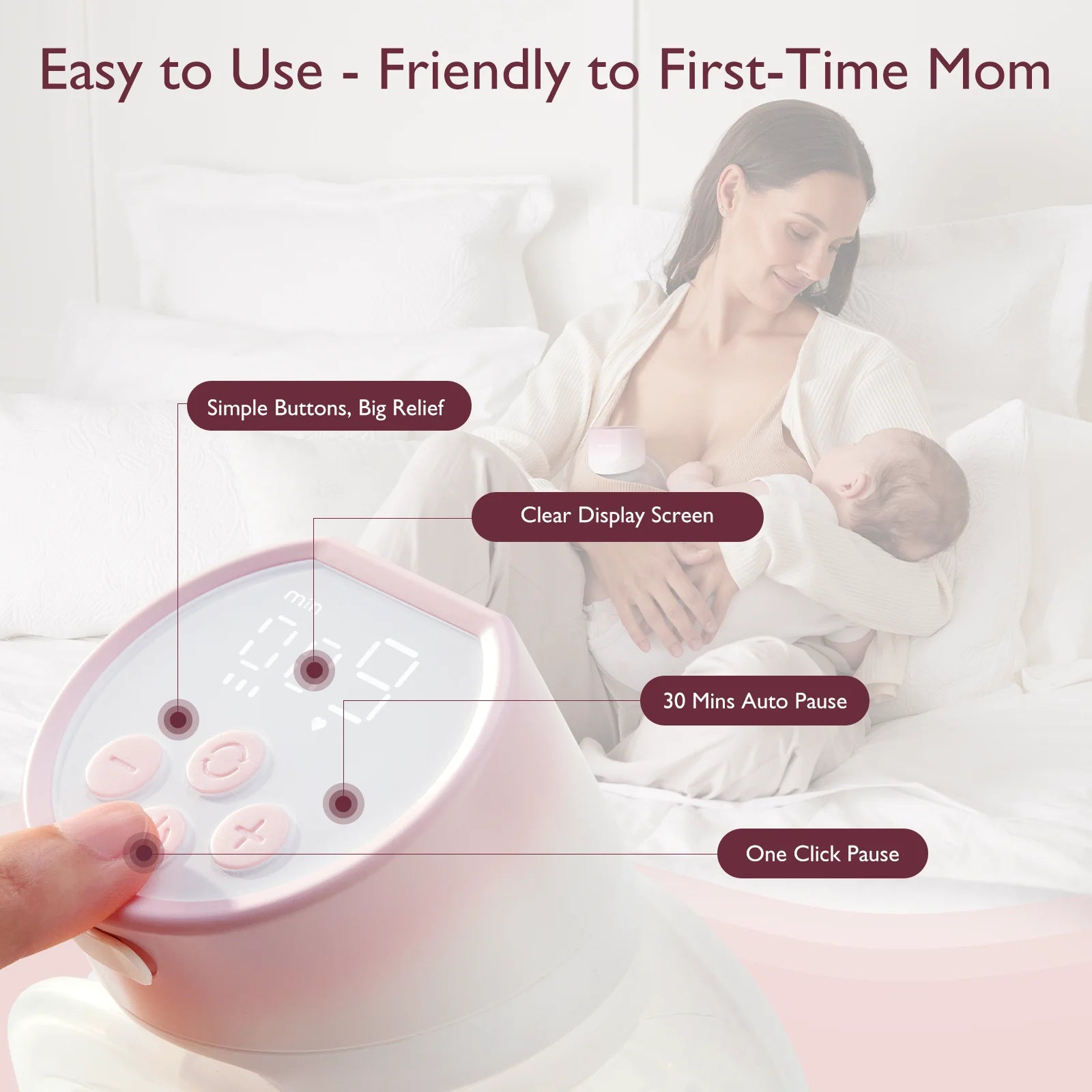 S12 Pinky Pro Electric Hands Free Breast Pump Wearable, 24Mm 2 Pack Pink