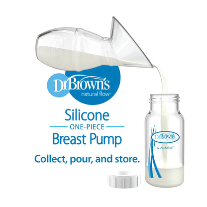 100% Silicone One-Piece Breast Pump, Hands-Free, 4 Oz Baby Bottle, Lid & Travel Bag