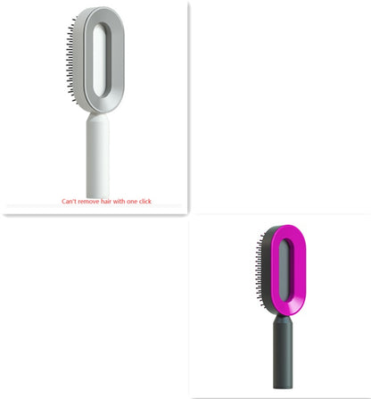 Hight Quality Best Selling Self Cleaning Hair Brush For Women One-key Cleaning Hair Loss Airbag Massage Scalp Comb Anti-Static Hairbrush