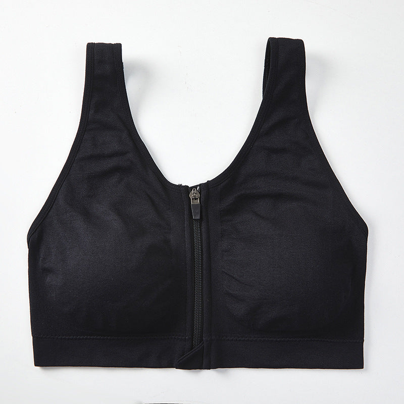 Front Zipper Sports Bra Shockproof High Strength Beauty Back